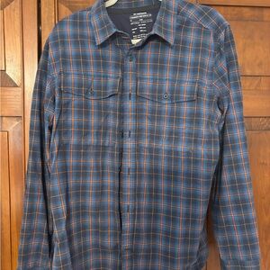 REI Blue and Orange Plaid Casual Button Down Shirt